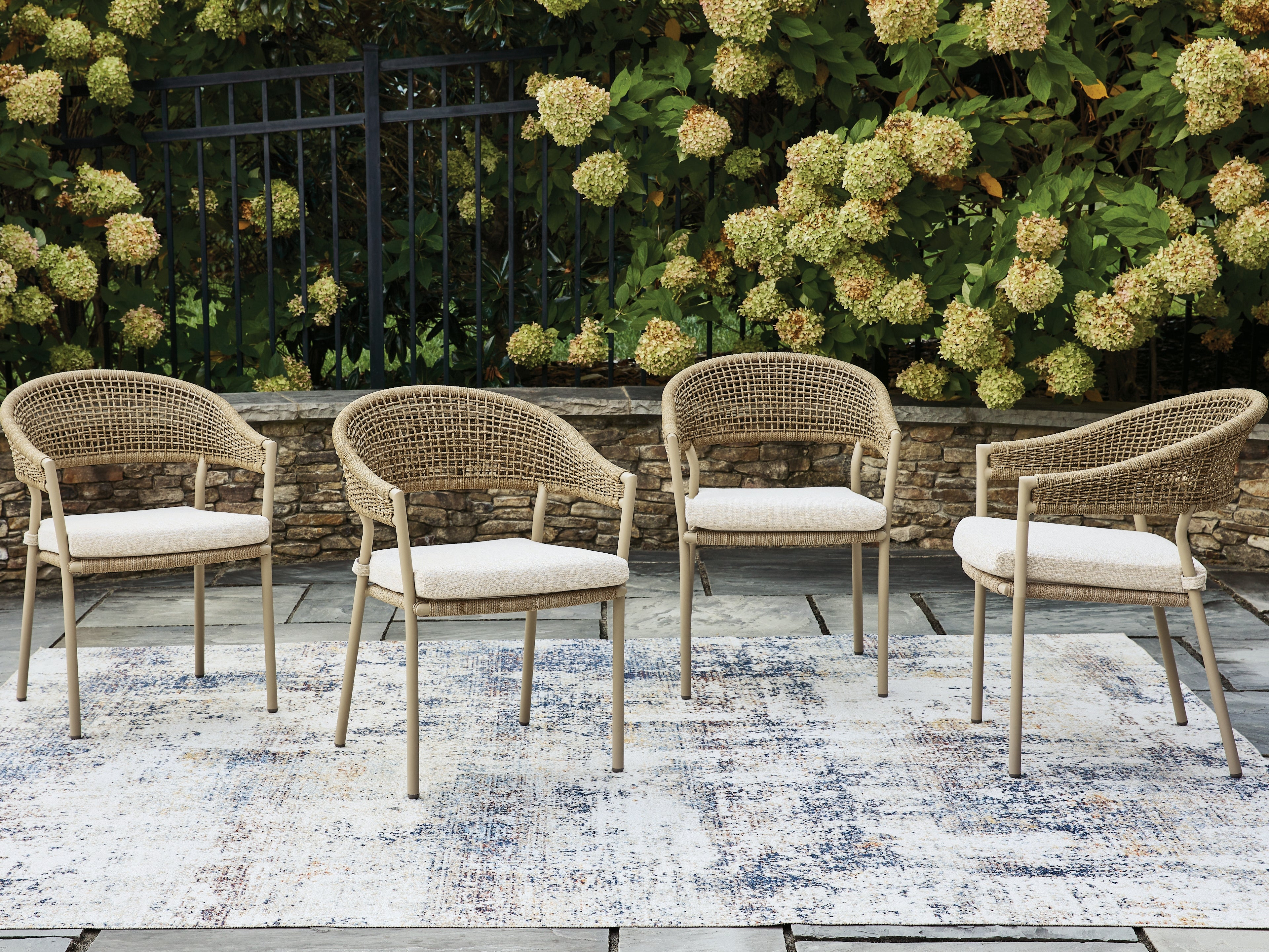 Hoover Furniture Outlet - Ashley Furniture - Orchard Beach Outdoor Arm Chair with Cushion (Set of 4) - Arm Chair With Cushion (4/CN) - PCP373-601A