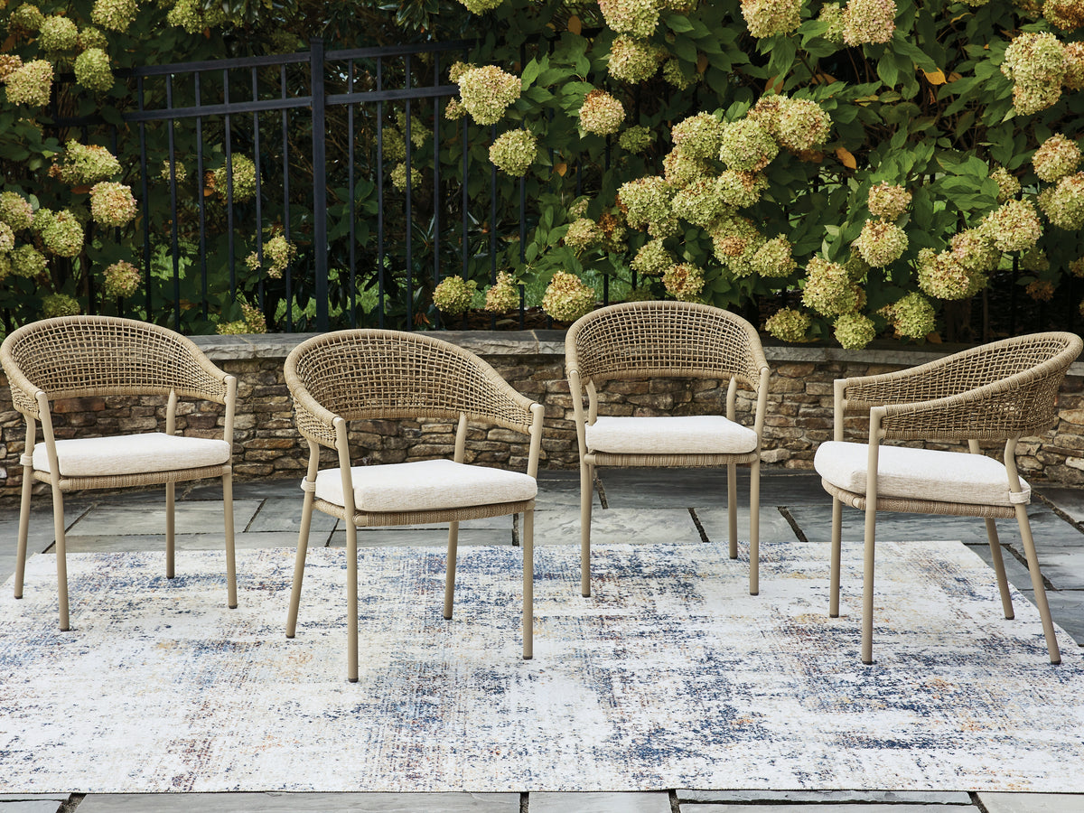 Hoover Furniture Outlet - Ashley Furniture - Orchard Beach Outdoor Arm Chair with Cushion (Set of 4) - Arm Chair With Cushion (4/CN) - PCP373-601A