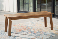 Hoover Furniture Outlet - Ashley Furniture - Janiyah Outdoor Dining Bench - Bench / Light Brown - P407-600