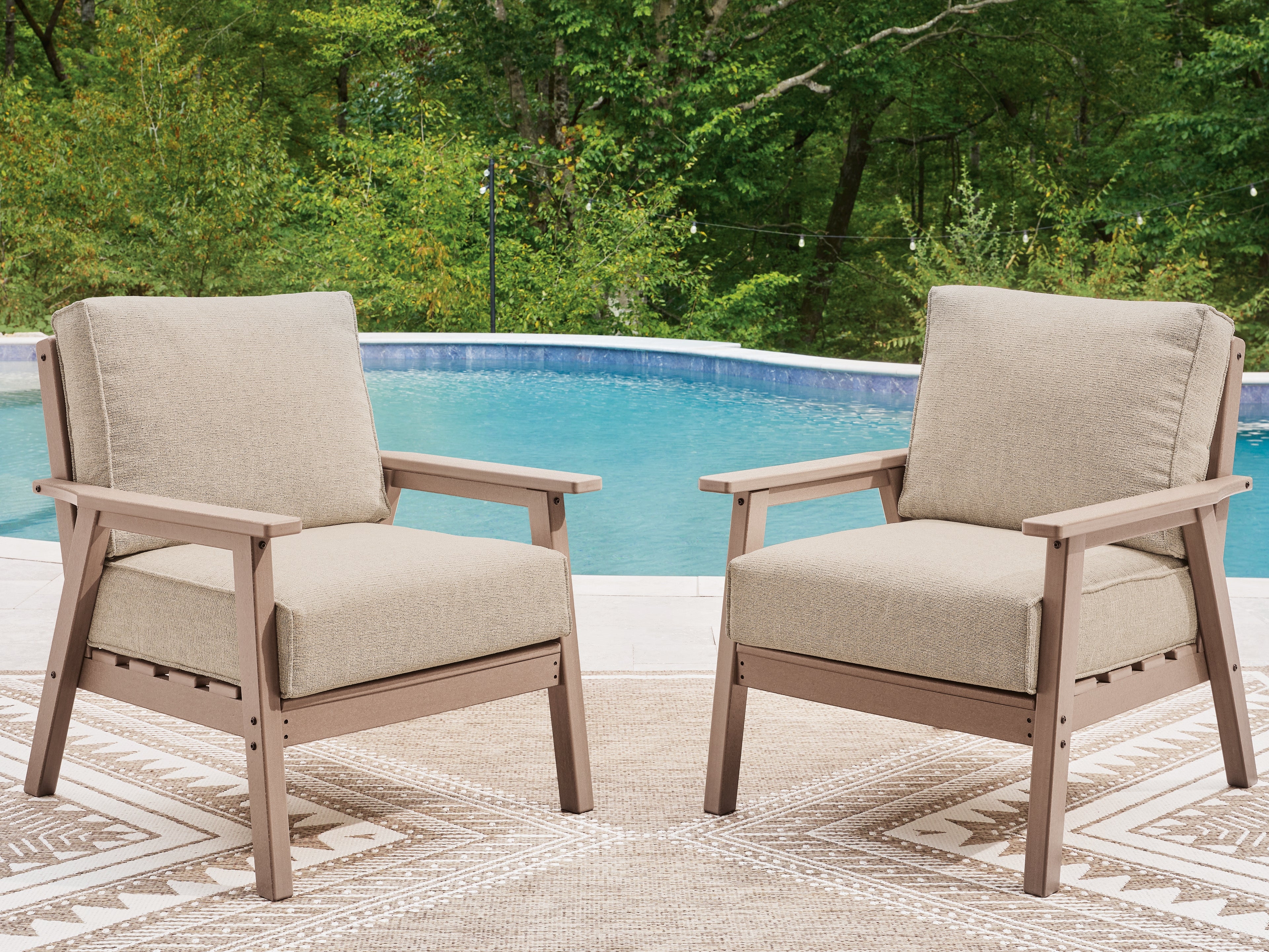 Hoover Furniture Outlet - Ashley Furniture - Grover Beach Outdoor Lounge Chair with Cushion (Set of 2) - Lounge Chair w/Cushion (Set of 2) - PCP422-820