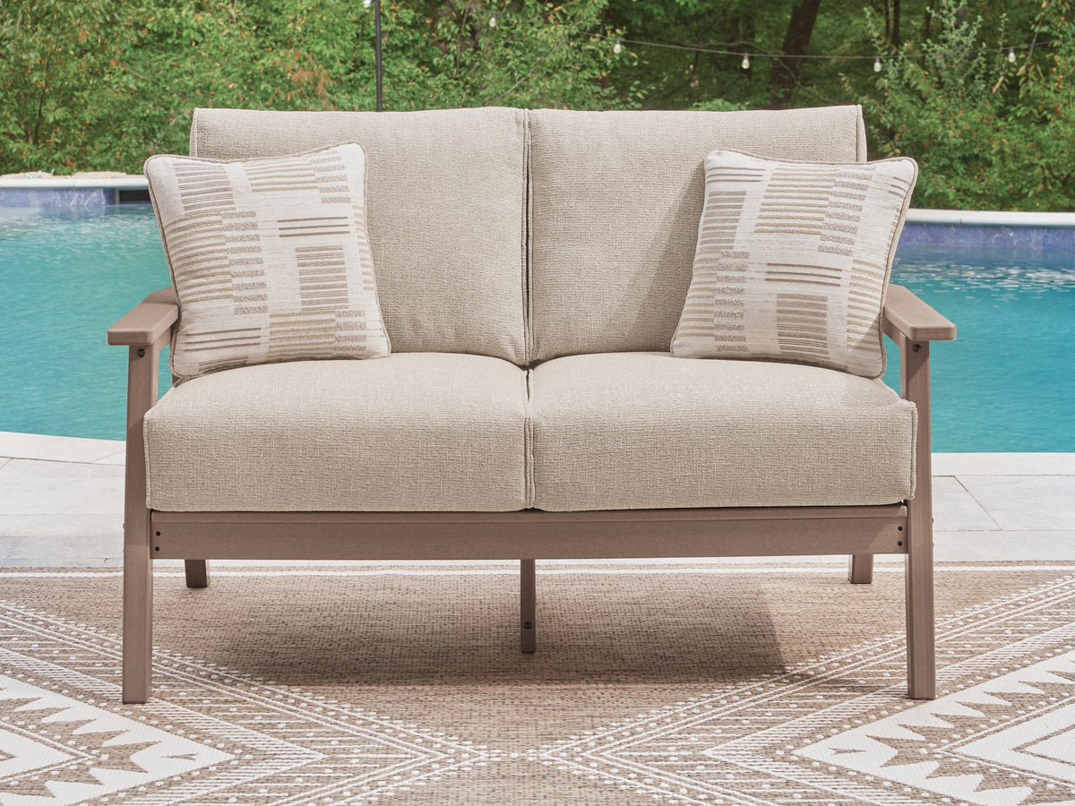Hoover Furniture Outlet - Ashley Furniture - Grover Beach Outdoor Loveseat with Cushion - Loveseat w/Cushion - PCP422-835