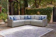 Hoover Furniture Outlet - Ashley Furniture - Naples Beach 3-Piece Outdoor Sectional - 3-Piece Outdoor Sectional / Light Gray - P439P1