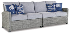Hoover Furniture Outlet - Ashley Furniture - Naples Beach Outdoor Right and Left-arm Facing Loveseat with Cushion (Set of 2) - RAF/LAF Loveseat w/CUSH (Set of 2) / Light Gray - P439-854