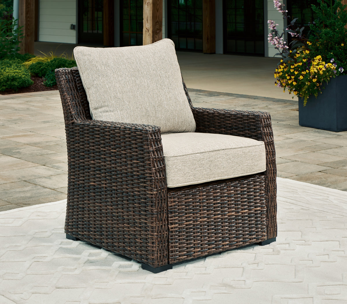 Hoover Furniture Outlet - Ashley Furniture - Brook Ranch Outdoor Lounge Chair with Cushion - Lounge Chair w/Cushion (1/CN) - P465-820