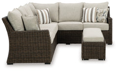 Brook Ranch Outdoor Sofa Sectional, Bench, Lounge Chair and Table