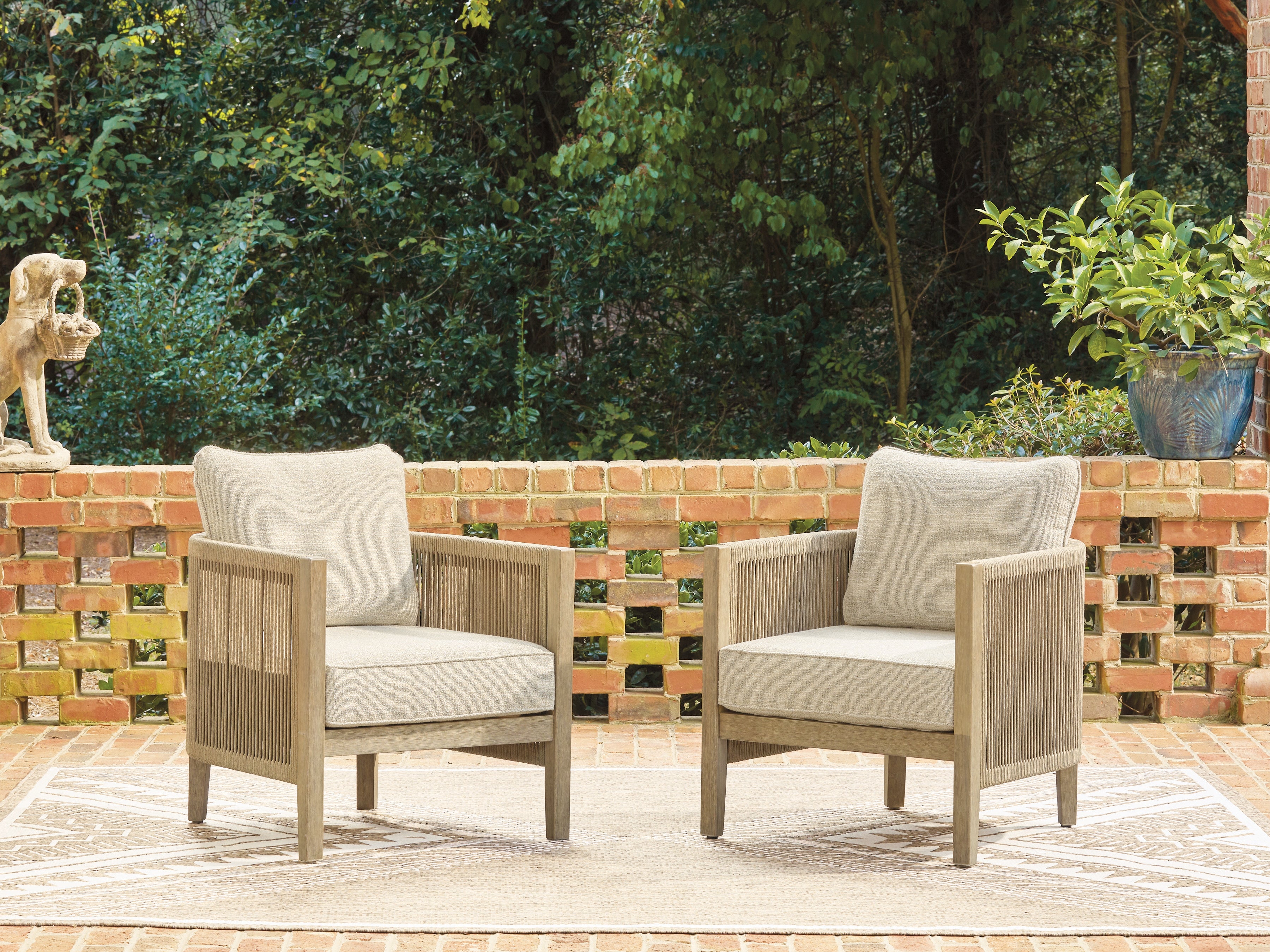 Hoover Furniture Outlet - Ashley Furniture - Spooners Cove Outdoor Lounge Chair with Cushion (Set of 2) - Lounge Chair w/Cushion (Set of 2) - PCP469-820