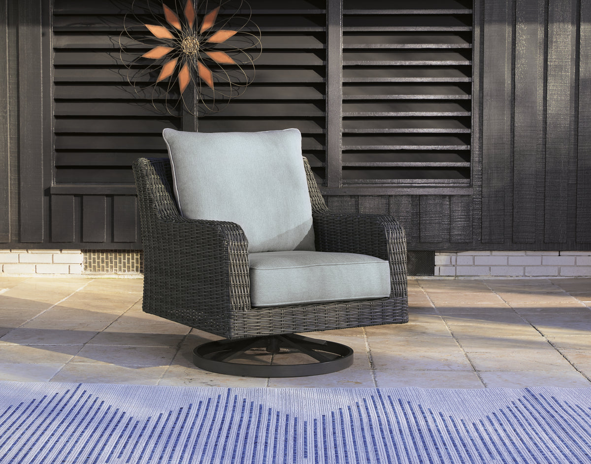Hoover Furniture Outlet - Ashley Furniture - Elite Park Outdoor Swivel Lounge with Cushion - Swivel Lounge w/ Cushion / Gray - P518-821