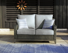 Hoover Furniture Outlet - Ashley Furniture - Elite Park Outdoor Loveseat with Cushion - Loveseat w/Cushion / Gray - P518-835