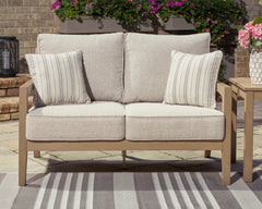 Hoover Furniture Outlet - Ashley Furniture - Hallow Creek Outdoor Loveseat with Cushion - Loveseat w/Cushion / Driftwood - P560-835