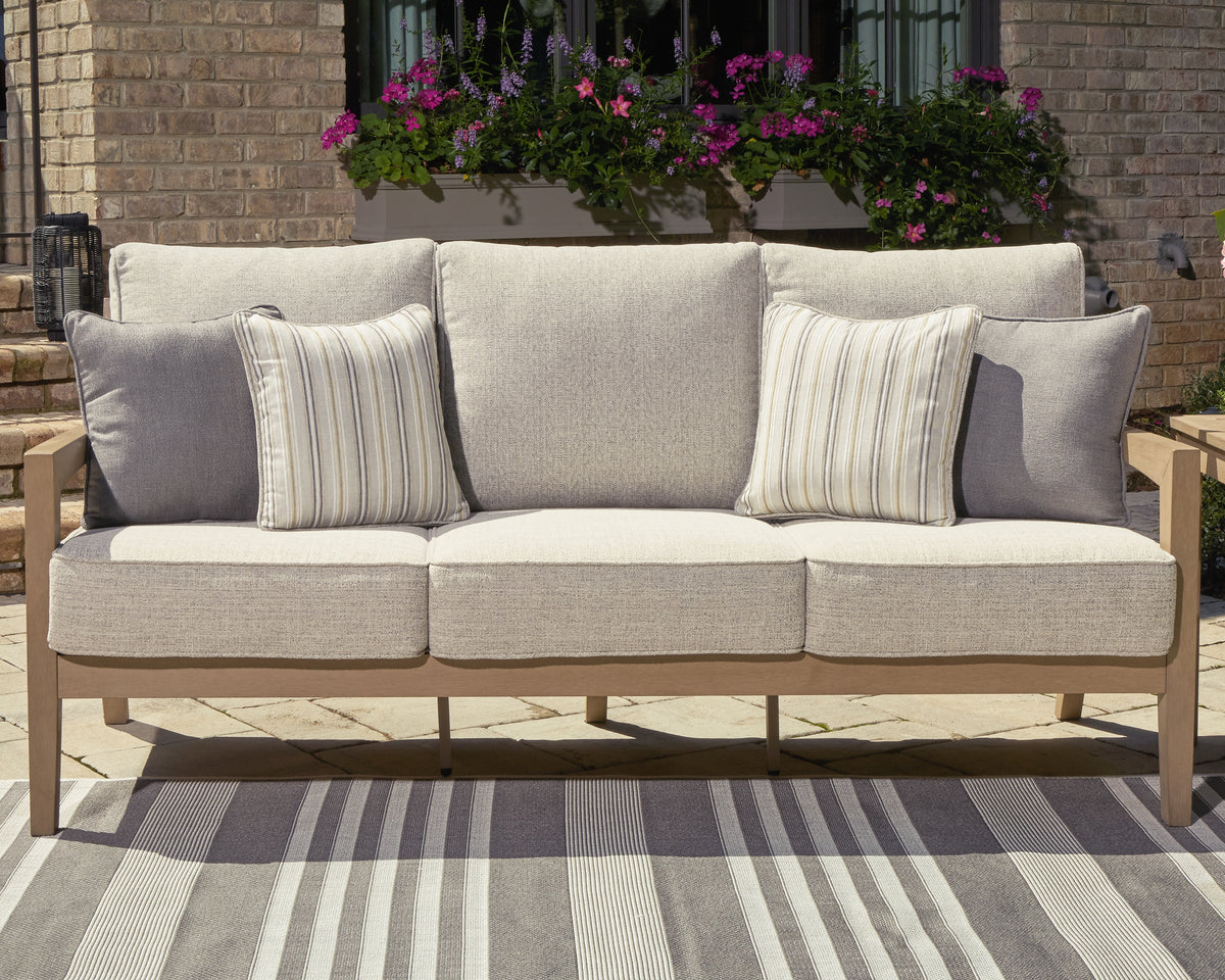 Hoover Furniture Outlet - Ashley Furniture - Hallow Creek Outdoor Sofa with Cushion - Sofa with Cushion / Driftwood - P560-838