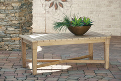 Hoover Furniture Outlet - Ashley Furniture - Carter Hall Outdoor Coffee Table - Rectangular Cocktail Table / Beige - P601-701