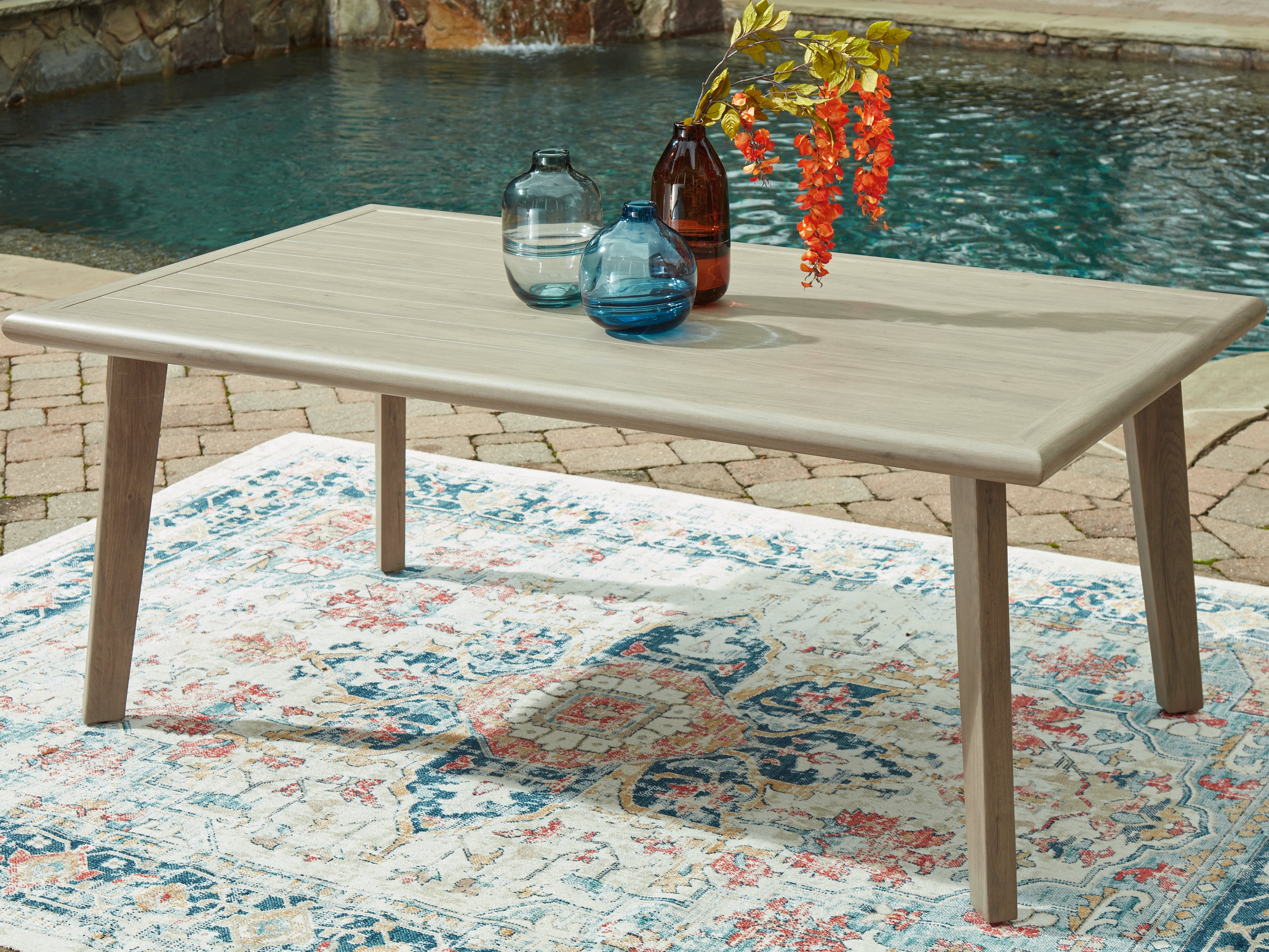Hoover Furniture Outlet - Ashley Furniture - Cliff Trails Outdoor Dining Table - RECT Dining Table w/UMB OPT - PCP690-625
