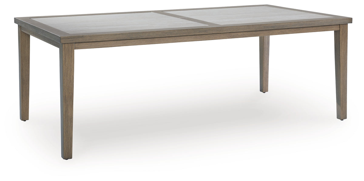 Hoover Furniture Outlet - Ashley Furniture - Rainier Ranch Outdoor Dining Table - RECT Dining Table w/UMB OPT / Brown/Beige - P701-625