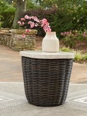 Hoover Furniture Outlet - Ashley Furniture - Kimora Outdoor End Table - Square End Table / Beige/Dark Brown - P711-702