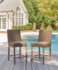 Hoover Furniture Outlet - Ashley Furniture - Walton Bridge Outdoor Bar Stool (Set of 2) - Barstool (Set of 2) / Driftwood - P749-130