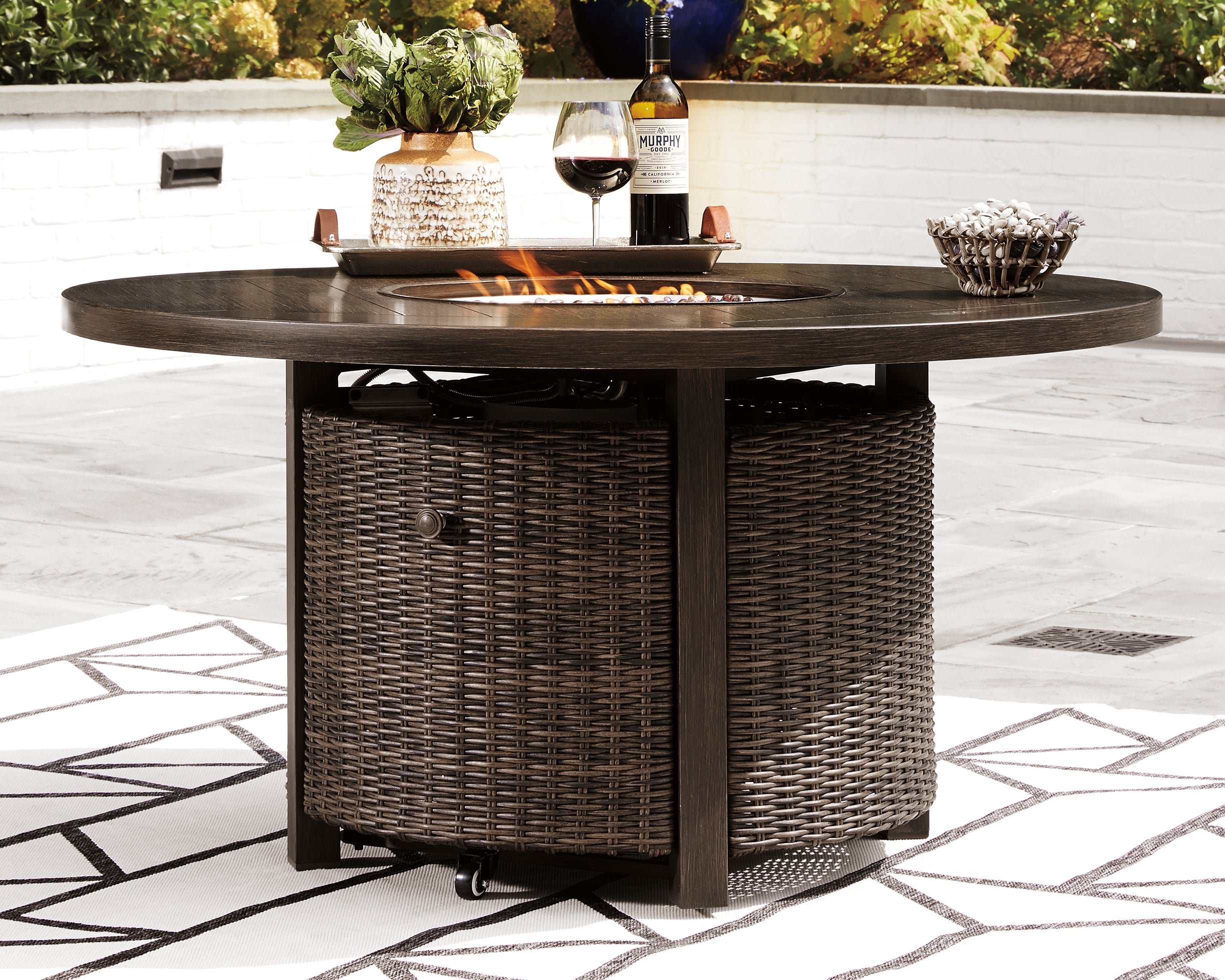 Hoover Furniture Outlet - Ashley Furniture - Paradise Trail Fire Pit Table - Round Fire Pit Table - P750-776