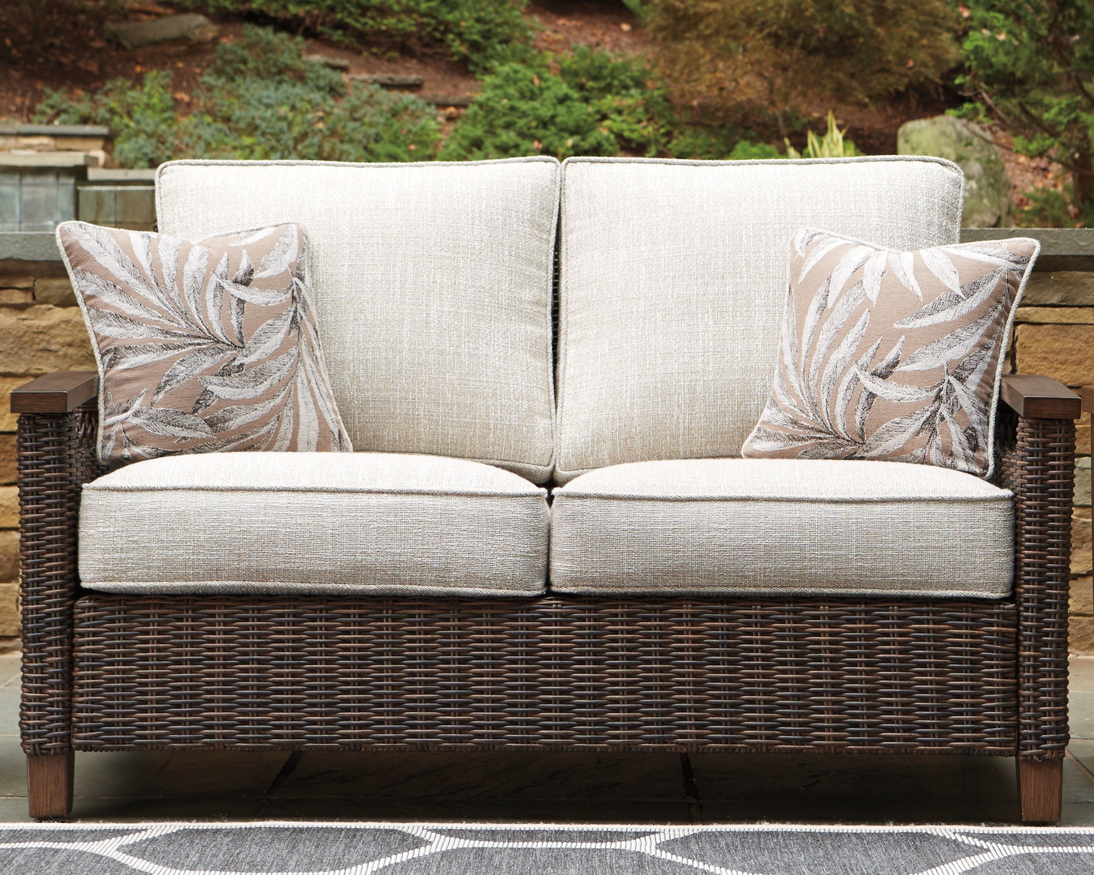 Hoover Furniture Outlet - Ashley Furniture - Paradise Trail Loveseat with Cushion - Loveseat w/Cushion / Medium Brown - P750-835