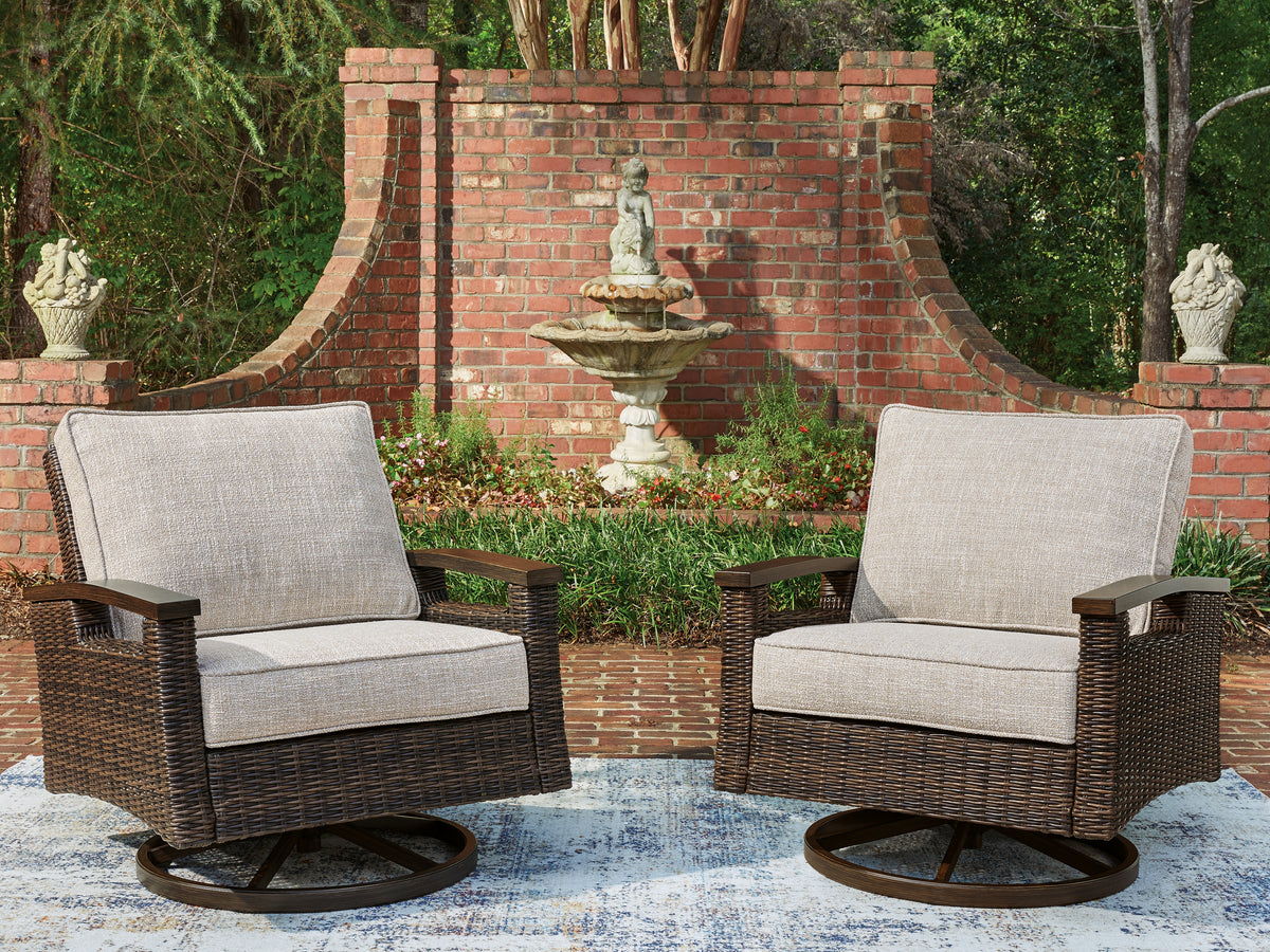 Hoover Furniture Outlet - Ashley Furniture - Monterey Point Outdoor Swivel Lounge Chair (Set of 2) - Swivel Lounge Chair (Set of 2) - PCP760-821