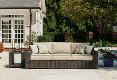 Hoover Furniture Outlet - Ashley Furniture - Coastline Bay Outdoor Sofa with Cushion - Sofa with Cushion / Brown - P784-838