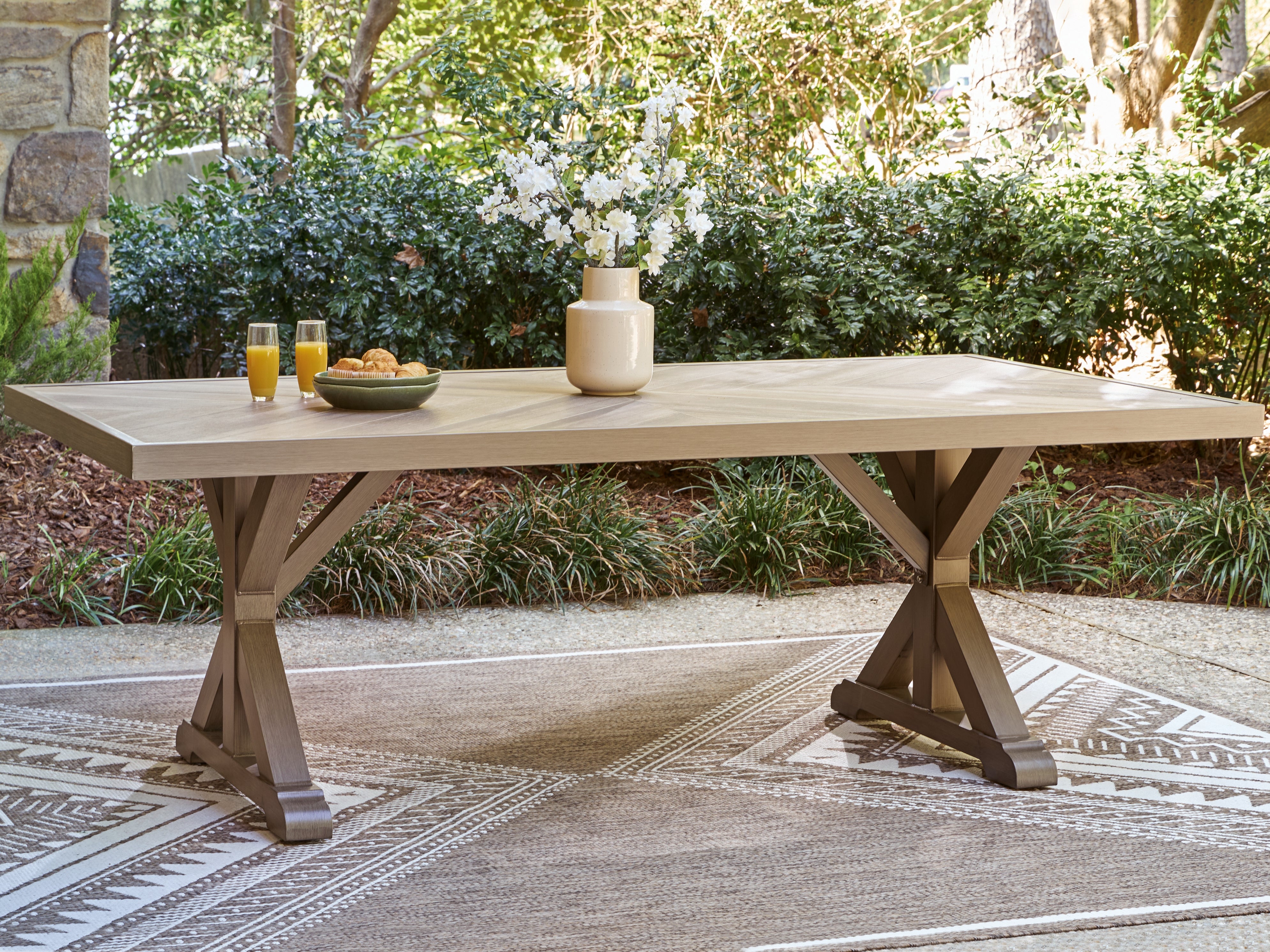 Hoover Furniture Outlet - Ashley Furniture - Laguna Heights Outdoor Dining Table - RECT Dining Table w/UMB OPT - PCP790-625