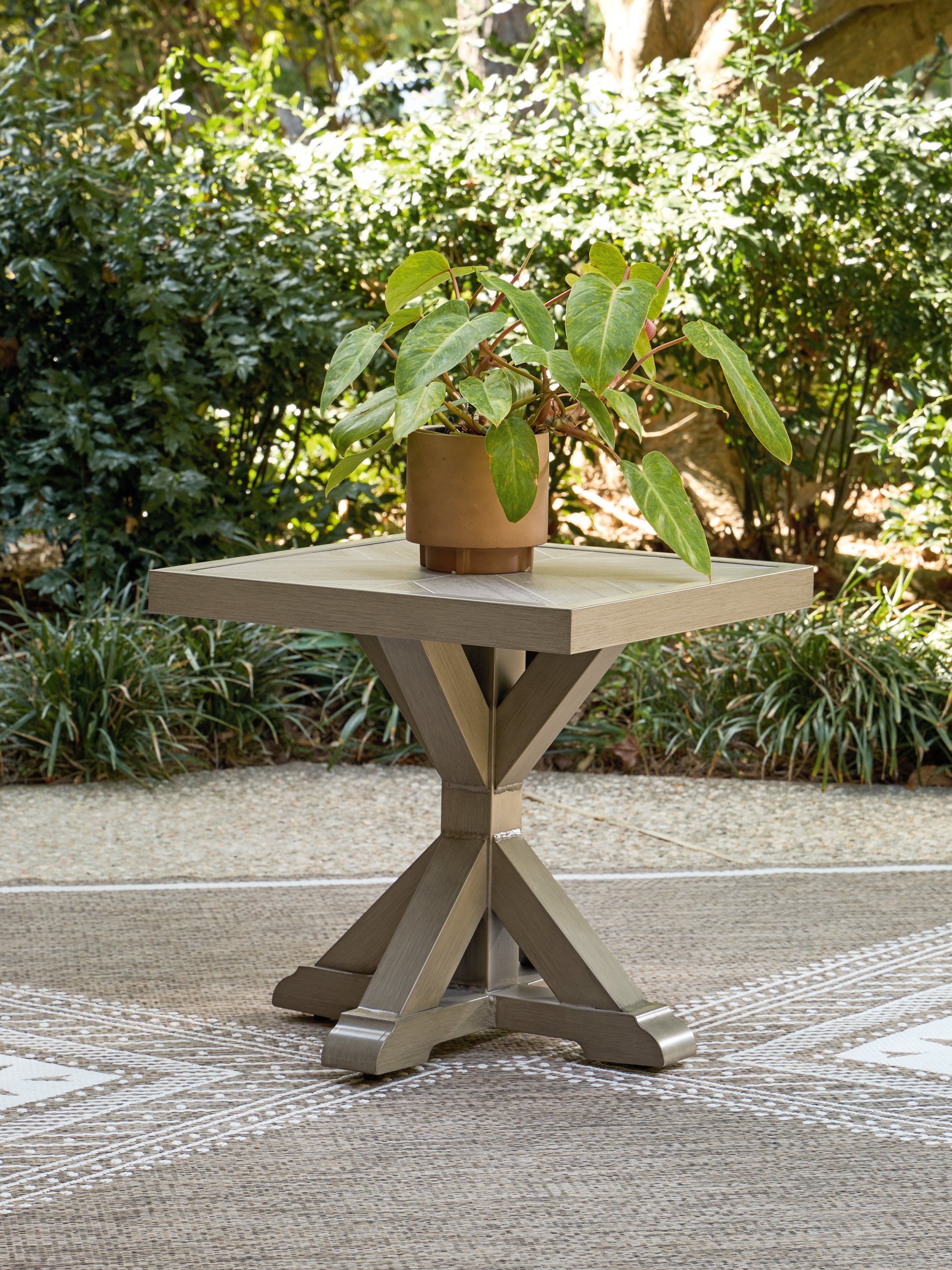 Hoover Furniture Outlet - Ashley Furniture - Laguna Heights Outdoor End Table - Square End Table / Beige - PCP790-702