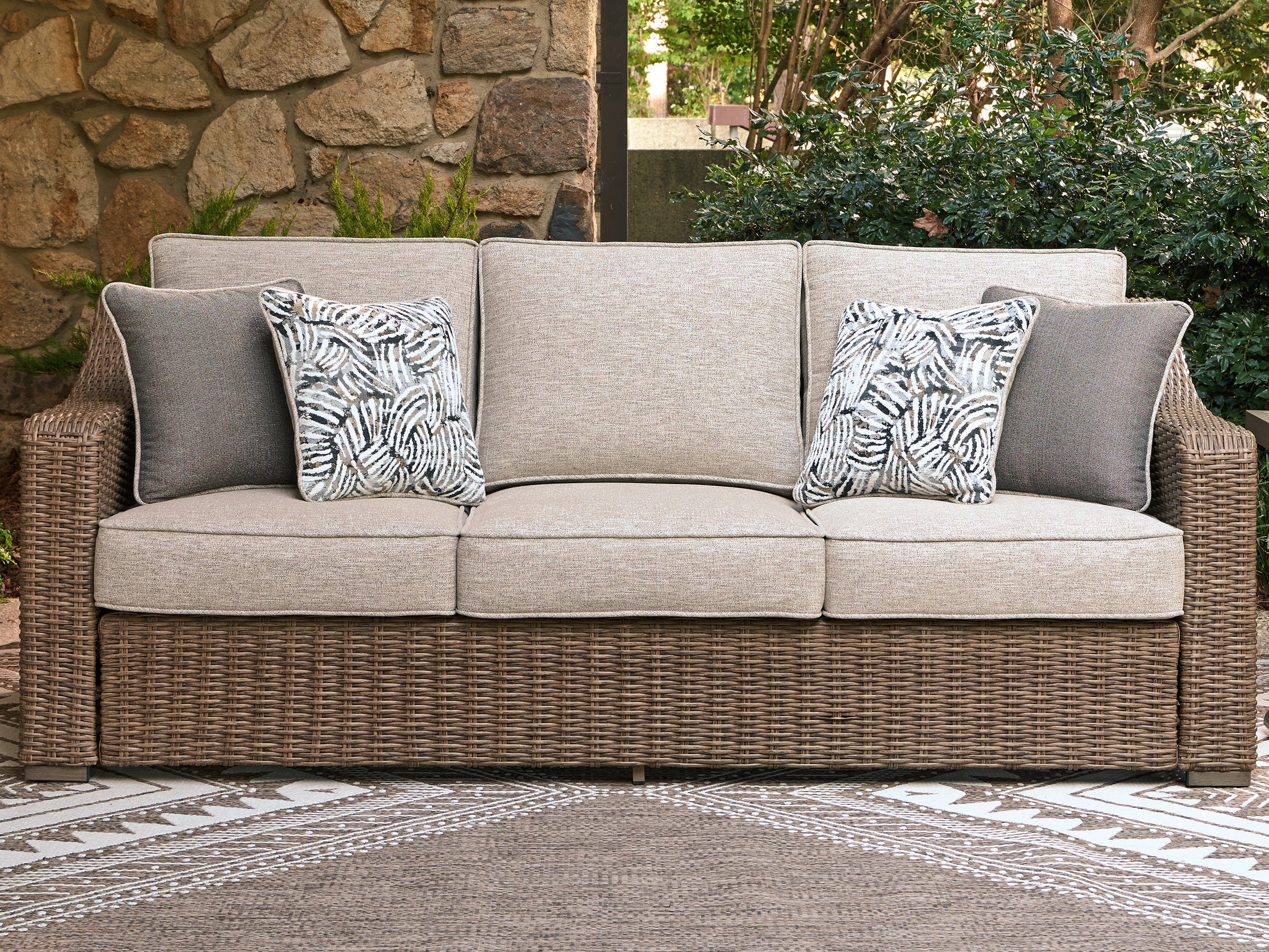 Hoover Furniture Outlet - Ashley Furniture - Laguna Heights Outdoor Sofa with Cushion - Sofa with Cushion - PCP790-838