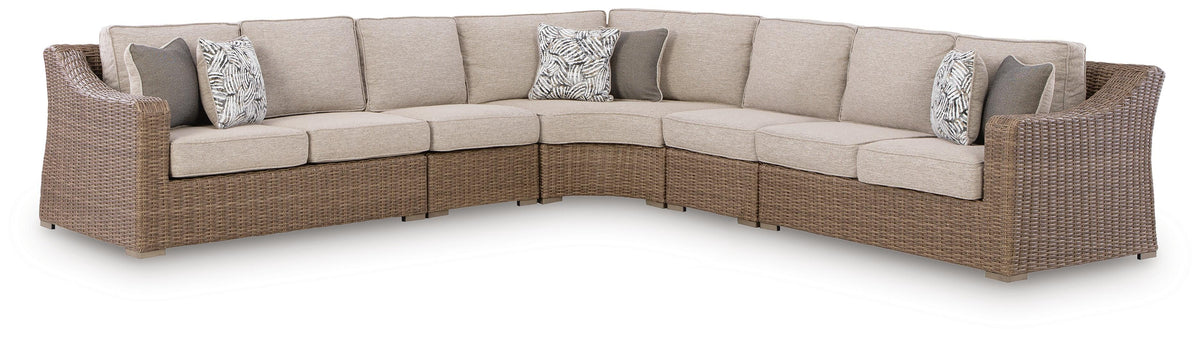 Hoover Furniture Outlet - Ashley Furniture - Laguna Heights 5-Piece Outdoor Sectional - 5-Piece Outdoor Sectional - PCP790P3