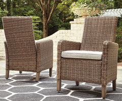 Hoover Furniture Outlet - Ashley Furniture - Beachcroft Outdoor Arm Chair with Cushion (Set of 2) - Arm Chair With Cushion (Set of 2) / Beige - P791-601A