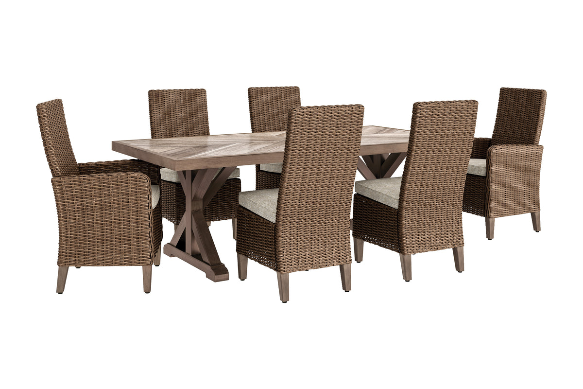 Hoover Furniture Outlet - Ashley Furniture - Beachcroft Outdoor Dining Table with 6 Chairs - Outdoor Dining Table with 6 Chairs - P791P2