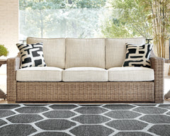 Hoover Furniture Outlet - Ashley Furniture - Beachcroft Outdoor Sofa with Cushion - Sofa with Cushion / Beige - P791-838