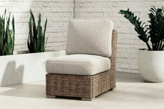 Hoover Furniture Outlet - Ashley Furniture - Beachcroft Outdoor Armless Chair with Cushion - Armless Chair w/Cushion / Beige - P791-846