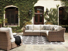 Hoover Furniture Outlet - Ashley Furniture - Beachcroft 5-Piece Outdoor Seating Set - 5-Piece Outdoor Seating Set / Beige - P791P8