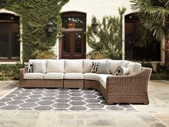 Hoover Furniture Outlet - Ashley Furniture - Beachcroft 4-Piece Outdoor Seating Set - 4-Piece Outdoor Seating Set / Beige - P791P7