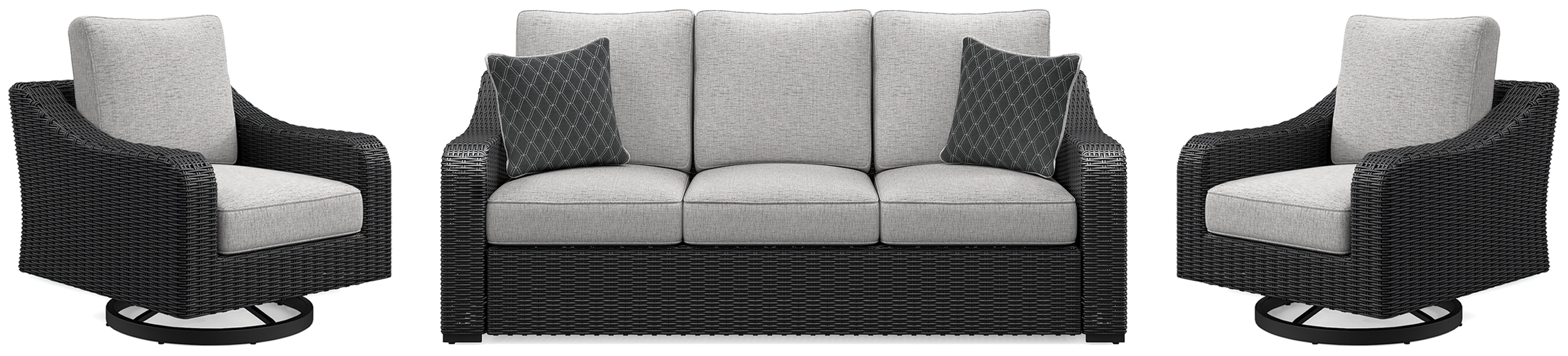 Hoover Furniture Outlet - Ashley Furniture - Beachcroft Outdoor Sofa and 2 Lounge Chairs - Outdoor Sofa and 2 Lounge Chairs - P792P8