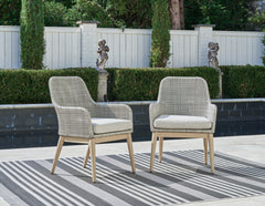 Hoover Furniture Outlet - Ashley Furniture - Seton Creek Outdoor Dining Arm Chair (Set of 2) - Arm Chair With Cushion (Set of 2) / Gray - P798-601A