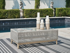 Hoover Furniture Outlet - Ashley Furniture - Seton Creek Outdoor Coffee Table - Rectangular Cocktail Table / Gray - P798-701