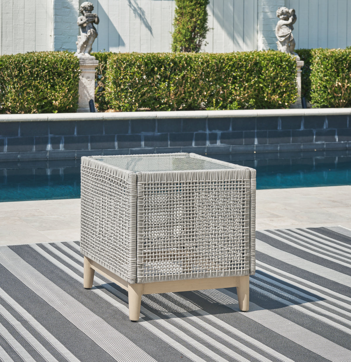 Hoover Furniture Outlet - Ashley Furniture - Seton Creek Outdoor End Table - Square End Table / Gray - P798-702