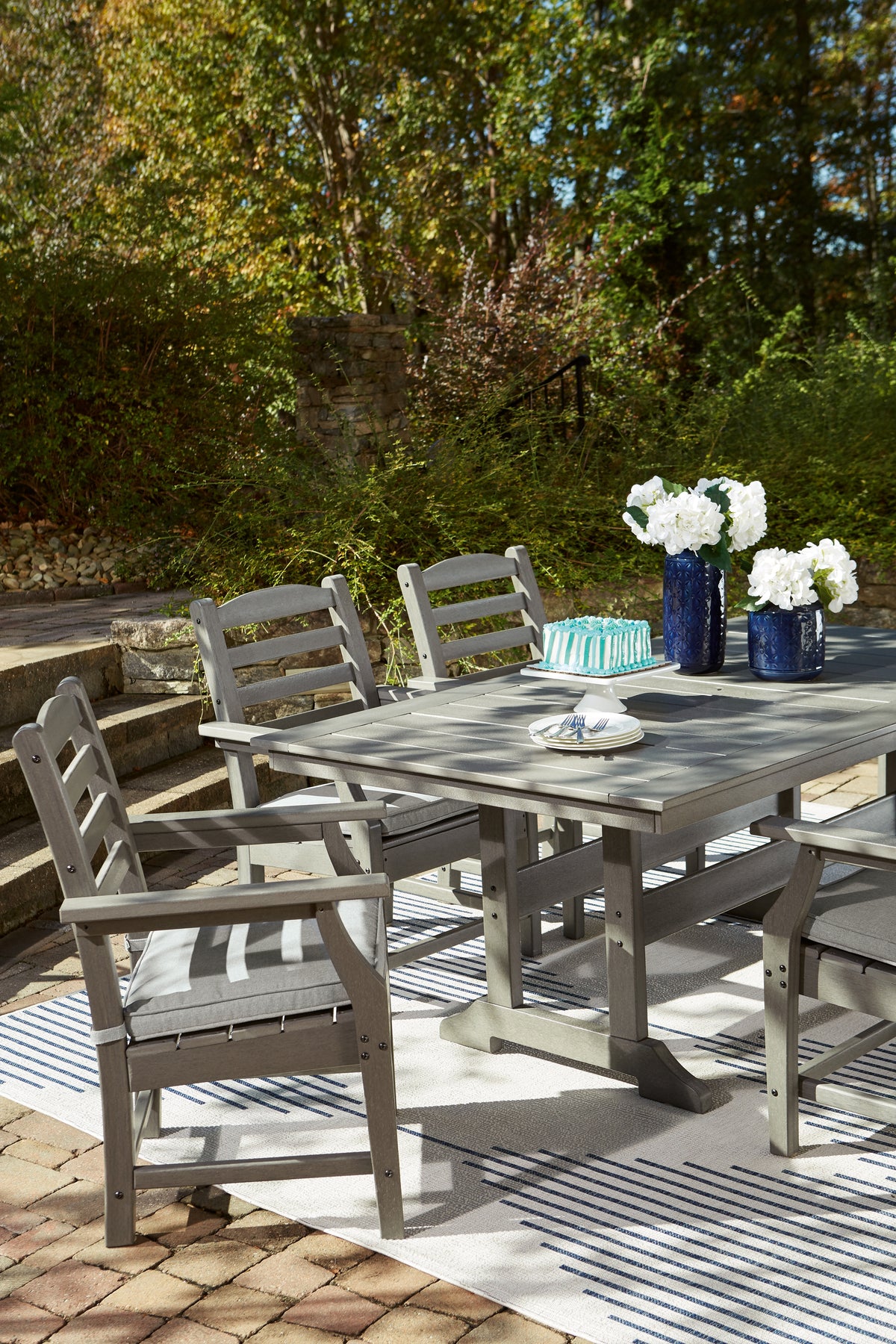 Hoover Furniture Outlet - Ashley Furniture - Visola Outdoor Dining Table - RECT Dining Table w/UMB OPT - P802-625