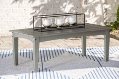 Hoover Furniture Outlet - Ashley Furniture - Visola Outdoor Coffee Table - Rectangular Cocktail Table / Gray - P802-701