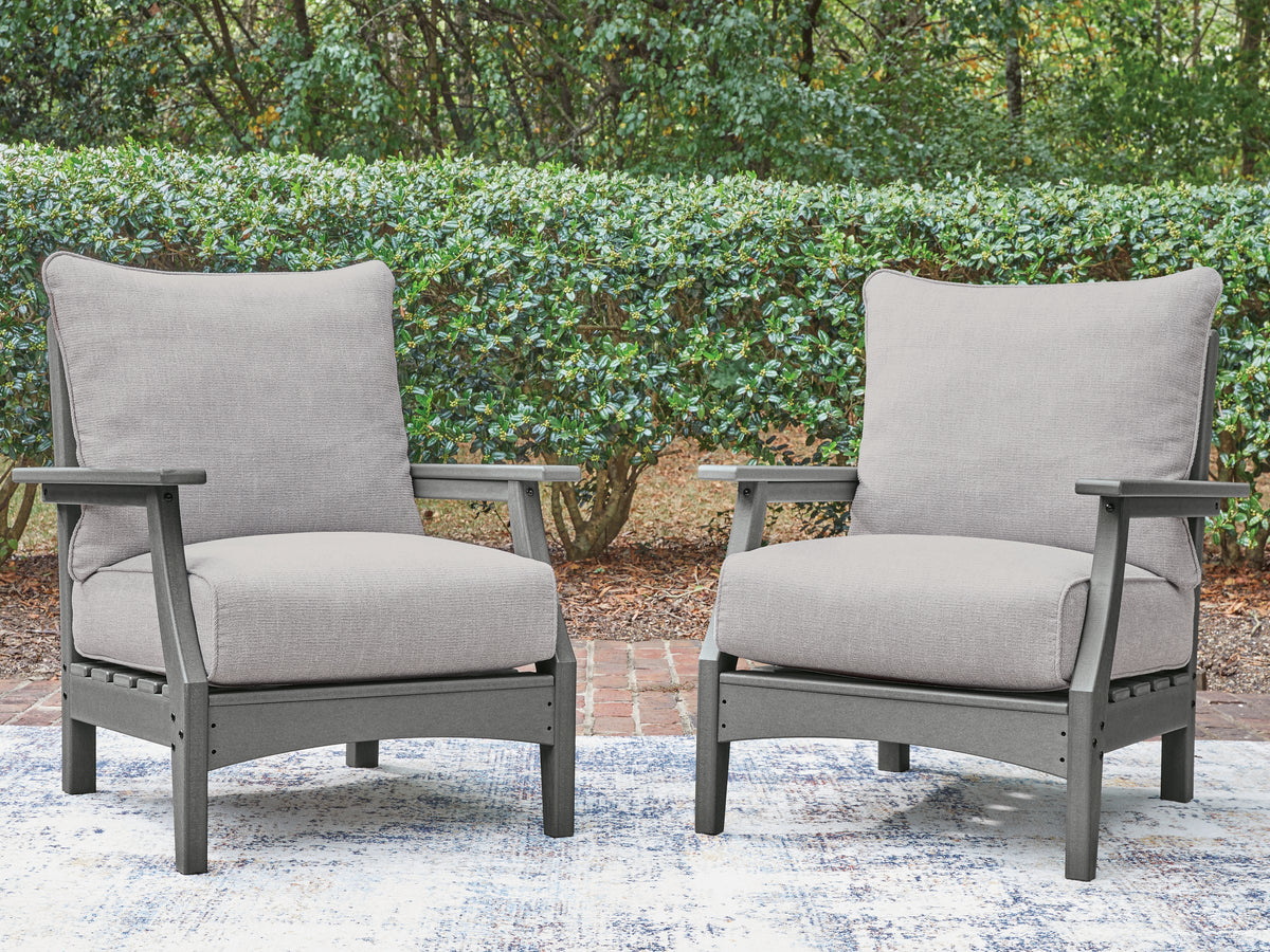 Hoover Furniture Outlet - Ashley Furniture - Cove Beach Outdoor Lounge Chair with Cushion - Lounge Chair w/Cushion (Set of 2) - PCP803-820