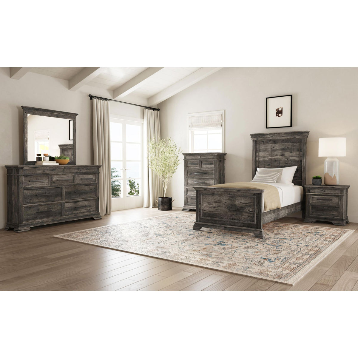 Park Ridge Twin Panel Bed in Charcoal – SKU B-13130-8-TB | Elements