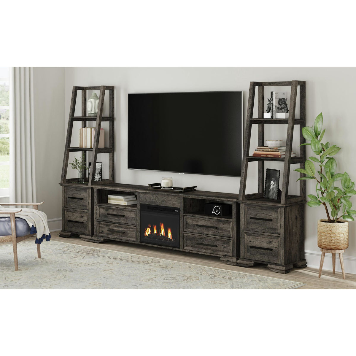 Park Ridge 82'' TV Console without Fireplace Insert in Charcoal – SKU LA-13130-5-TV3 | Elements