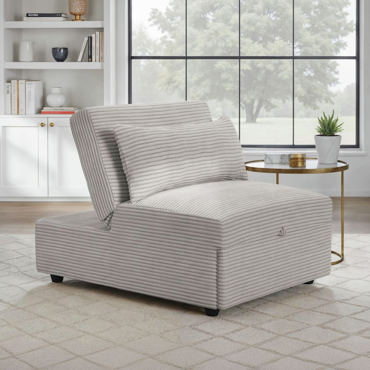 Pluto Chair with kidney pillow, Klik Klak and Pop up in Coronado Grey – SKU U-16540-11803-102 | Elements