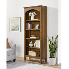 Portico Open Bookcase in Brown Oak – SKU H-15970-6-BC1 | Elements