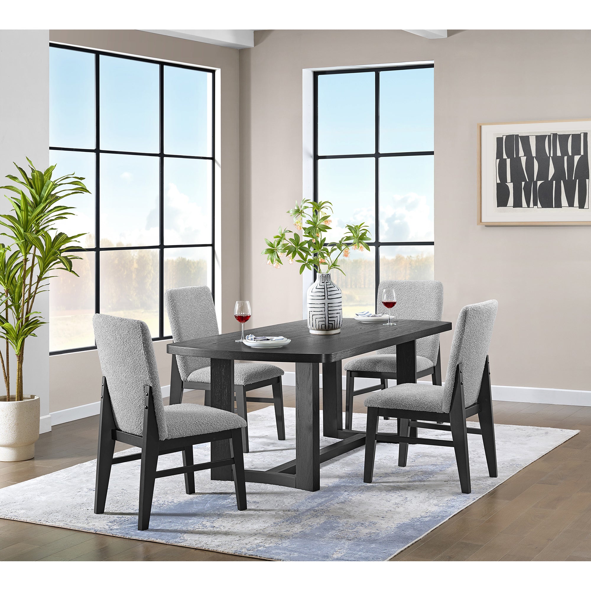 Portland Rectangular Dining Table in Black – SKU D-1710-8-DT2 | Elements