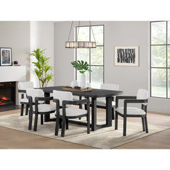 Portland Arm Chair with Snow White Fabric in Black (2 Per Carton)