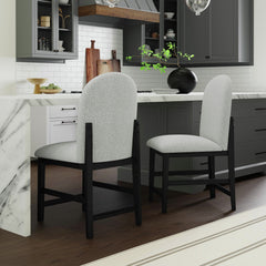 Portland Round Back Counter Stool with Grey Fabric in Black (2 Per Carton) – SKU D-1710-8-CST2 | Elements