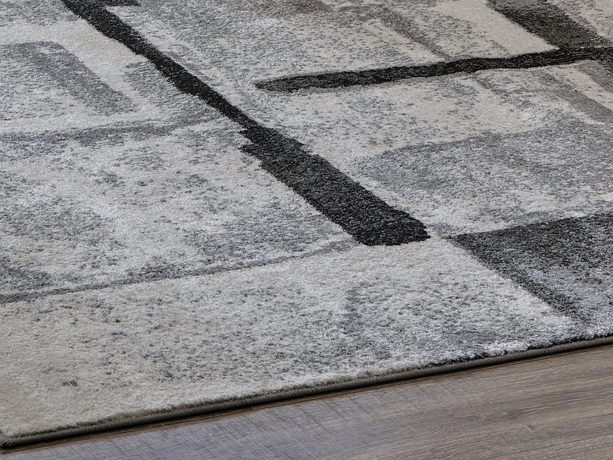 Hoover Furniture Outlet - Ashley Furniture - Brycebourne 5'3" x 7'7" Rug - 5'3" x 7'7" Rug / Black/Cream/Gray - R404982