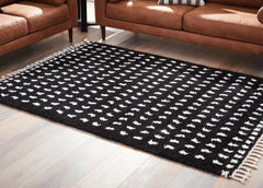 Hoover Furniture Outlet - Ashley Furniture - Minston 8' x 10' Rug - 8' x 10' Rug / Black/White - R405951