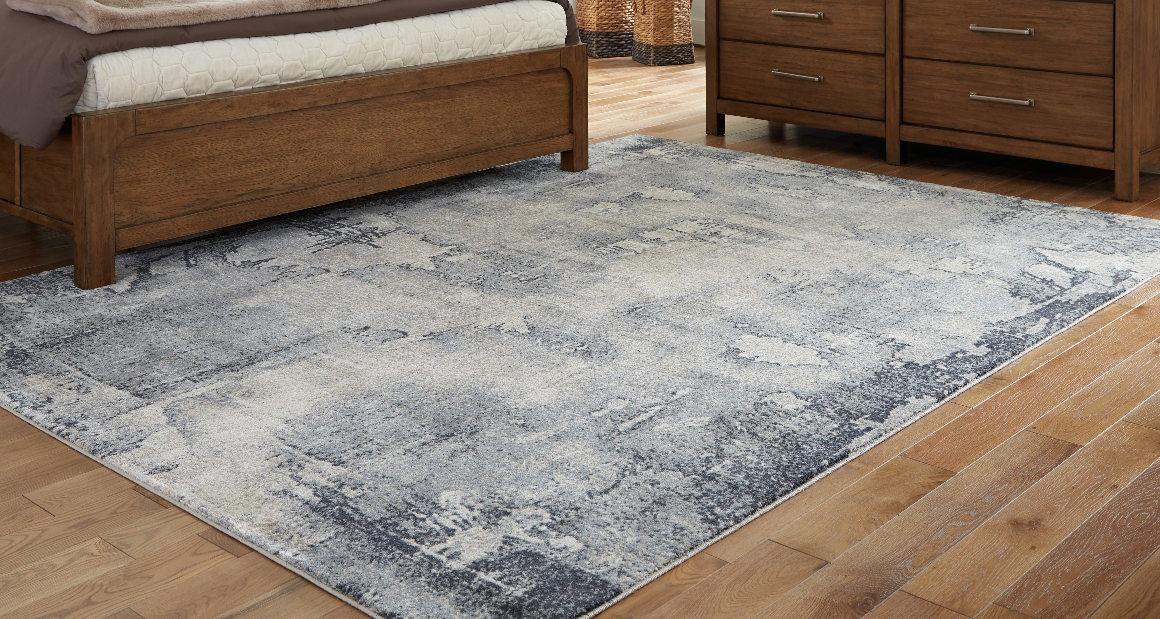 Hoover Furniture Outlet - Ashley Furniture - Langrich 5'3" x 7'3" Rug - 5'3" x 7'3" Rug / Blue/Gray/Cream - R406132